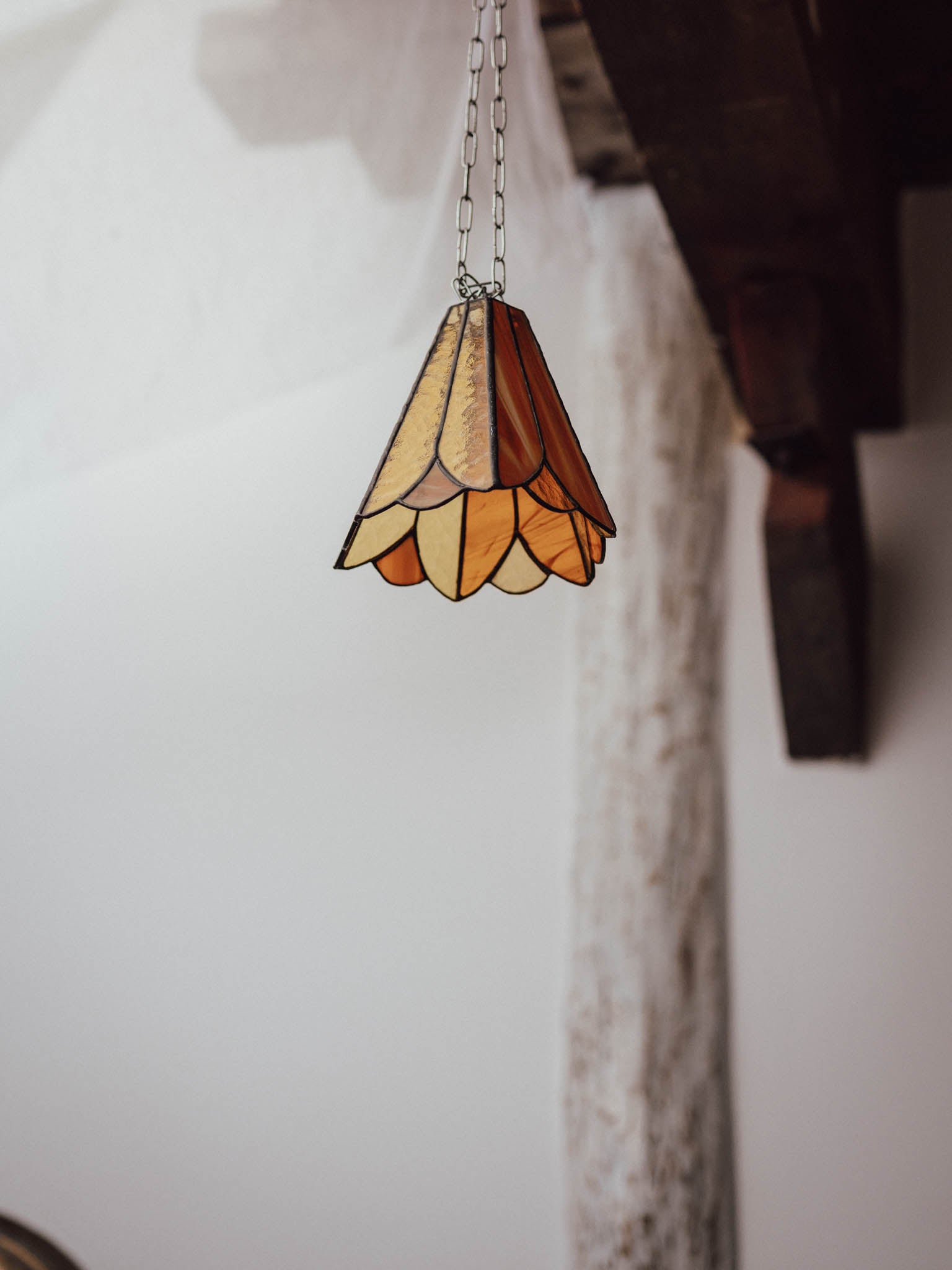 Amber Leaded Glass Light Shade