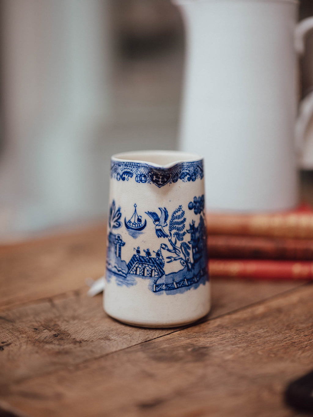 Allertons Blue Willow Transfer-Printed Jug - Staffordshire England