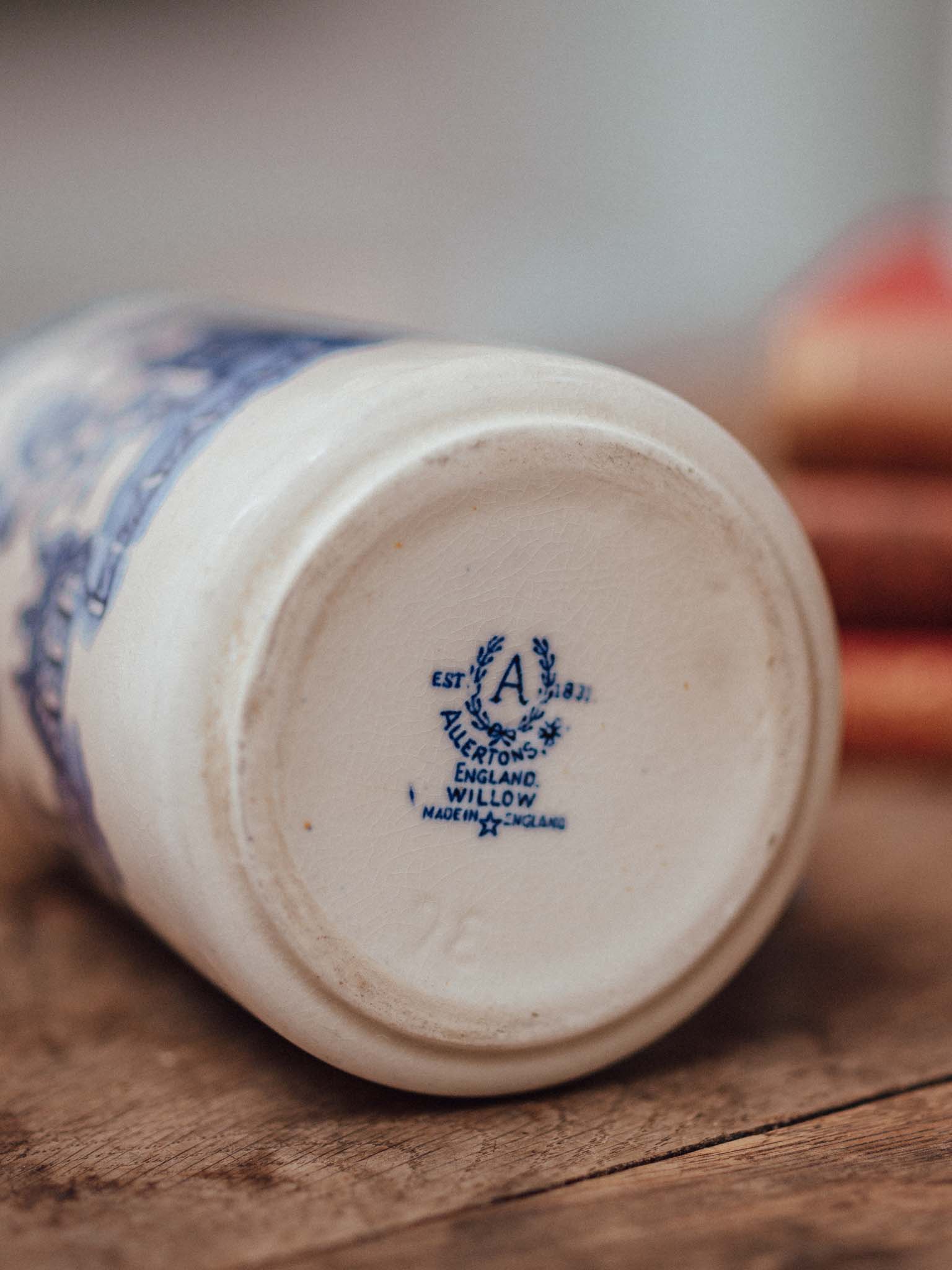 Allertons Blue Willow Transfer-Printed Jug - Staffordshire England