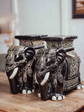 Vintage Black and White Ceramic Elephants Pair