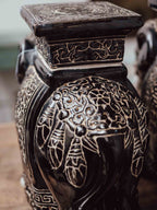 Vintage Black and White Ceramic Elephants Pair