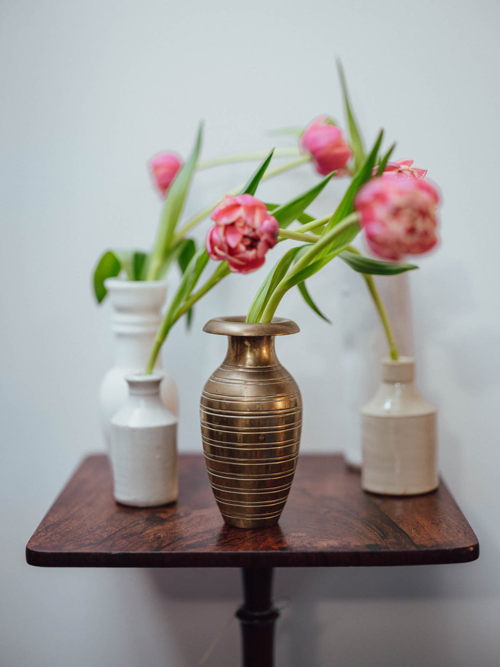 Vintage Brass Ribbed Vase