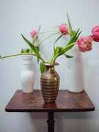 Vintage Brass Ribbed Vase