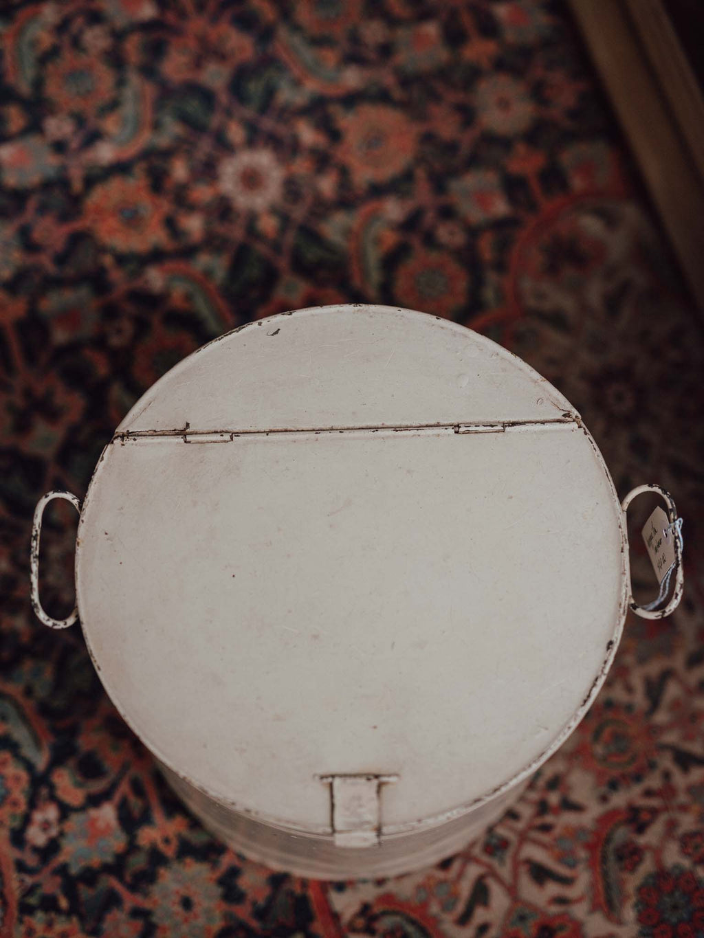 Vintage Painted Tin Pail with Lid