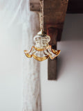 Vintage ECC Handkerchief Glass Pendant Shade with Amber Rim