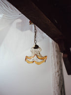 Vintage ECC Handkerchief Glass Pendant Shade with Amber Rim