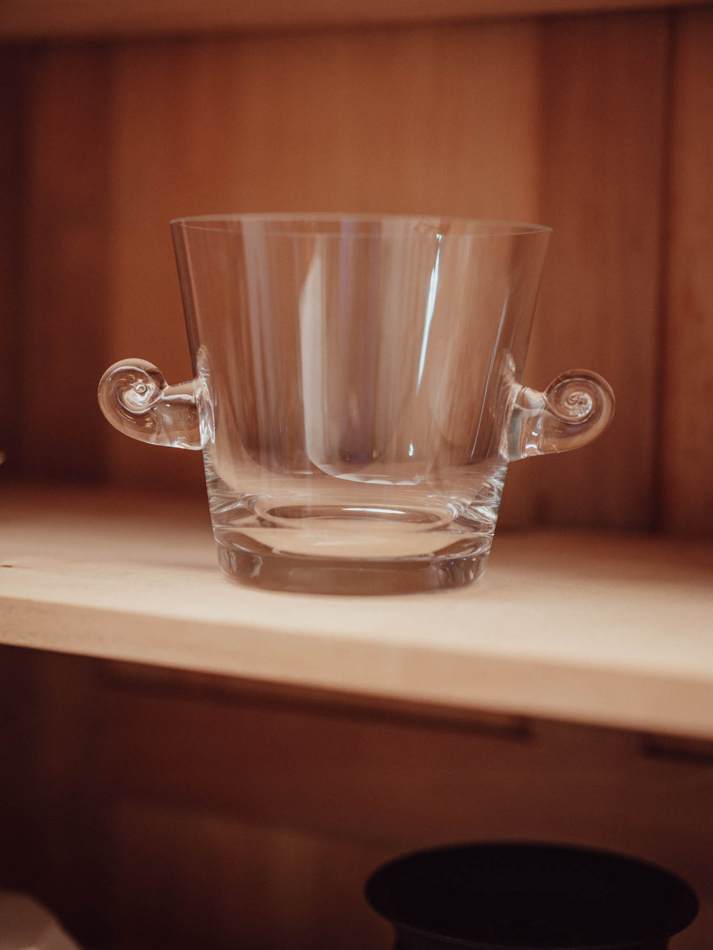 Tiffany & Co Glass Ice Bucket with Scrolled Handles