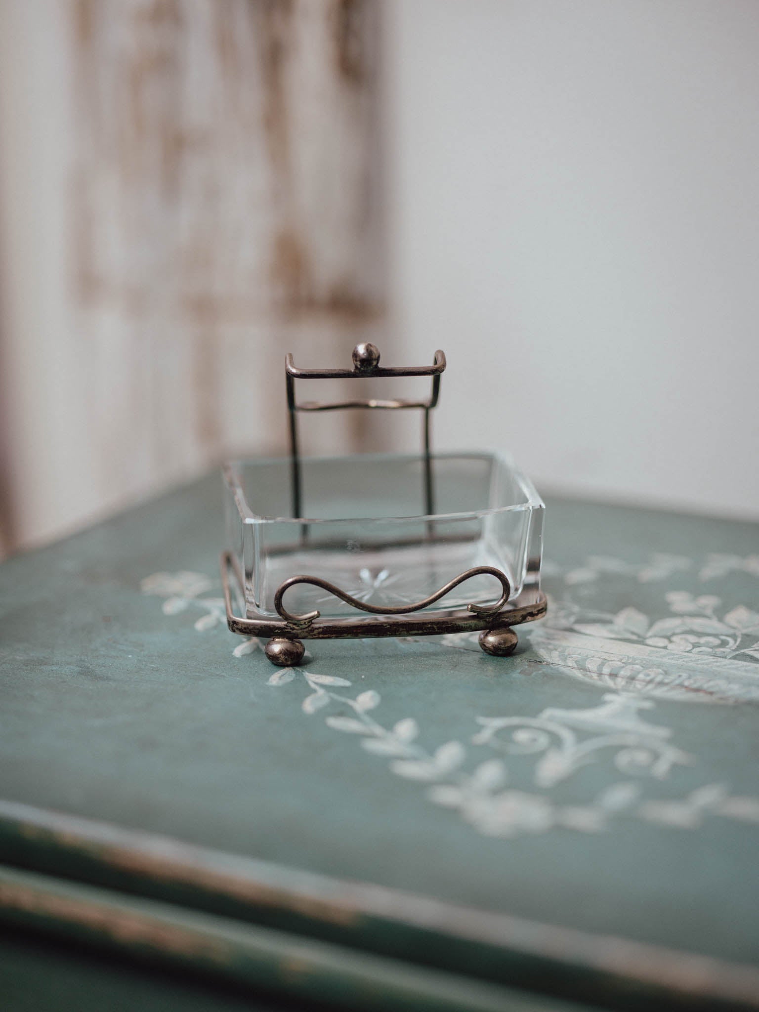 Victorian EPNS and Etched Glass Butter Dish