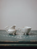Belleek-Style Shell and Basketweave Cream and Sugar Set