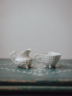 Belleek-Style Shell and Basketweave Cream and Sugar Set