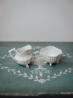 Belleek-Style Shell and Basketweave Cream and Sugar Set
