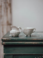 Belleek-Style Shell and Basketweave Cream and Sugar Set