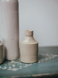 Antique Stoneware Ink Bottle Warm Buff Glaze Stamped