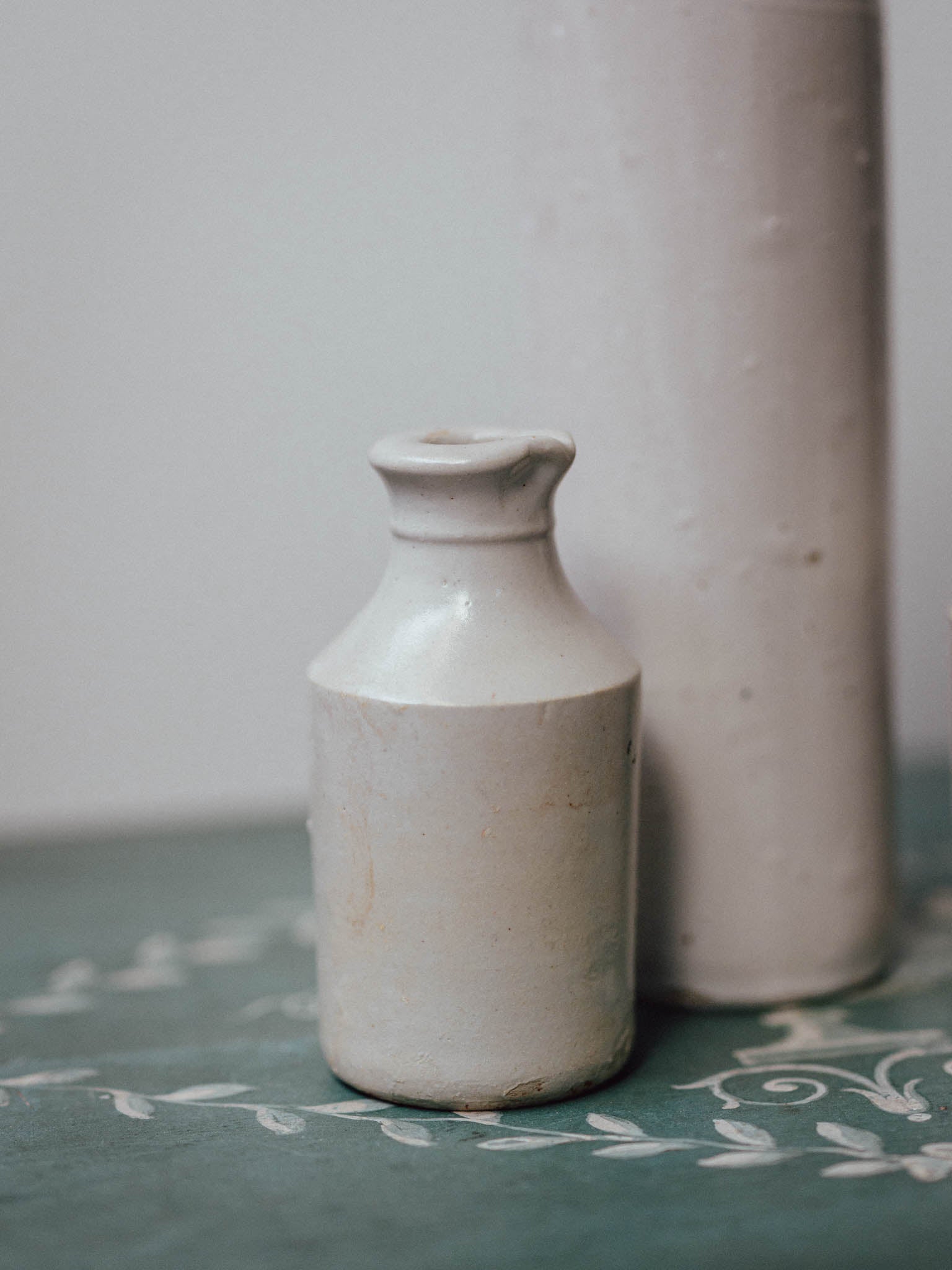 Antique Stoneware Ink Bottle Cream Glaze