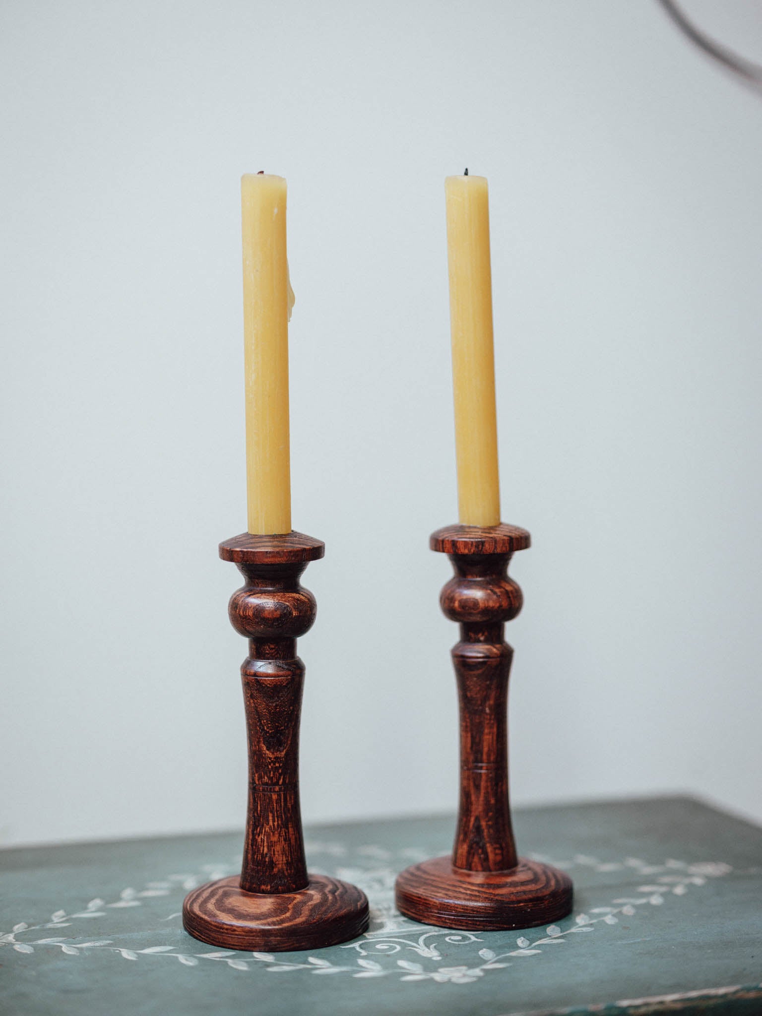 Pair of Hand-Turned Candlesticks