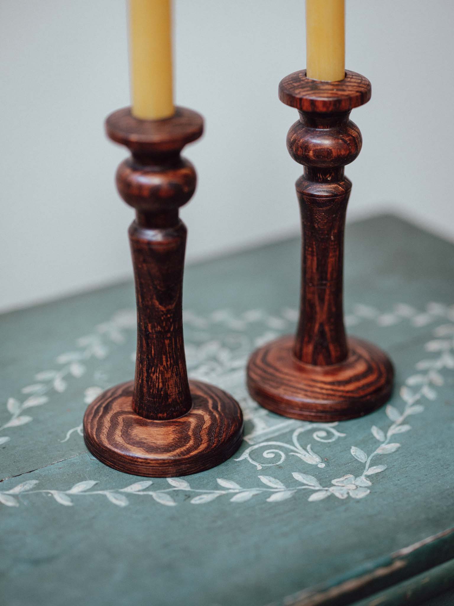 Pair of Hand-Turned Candlesticks