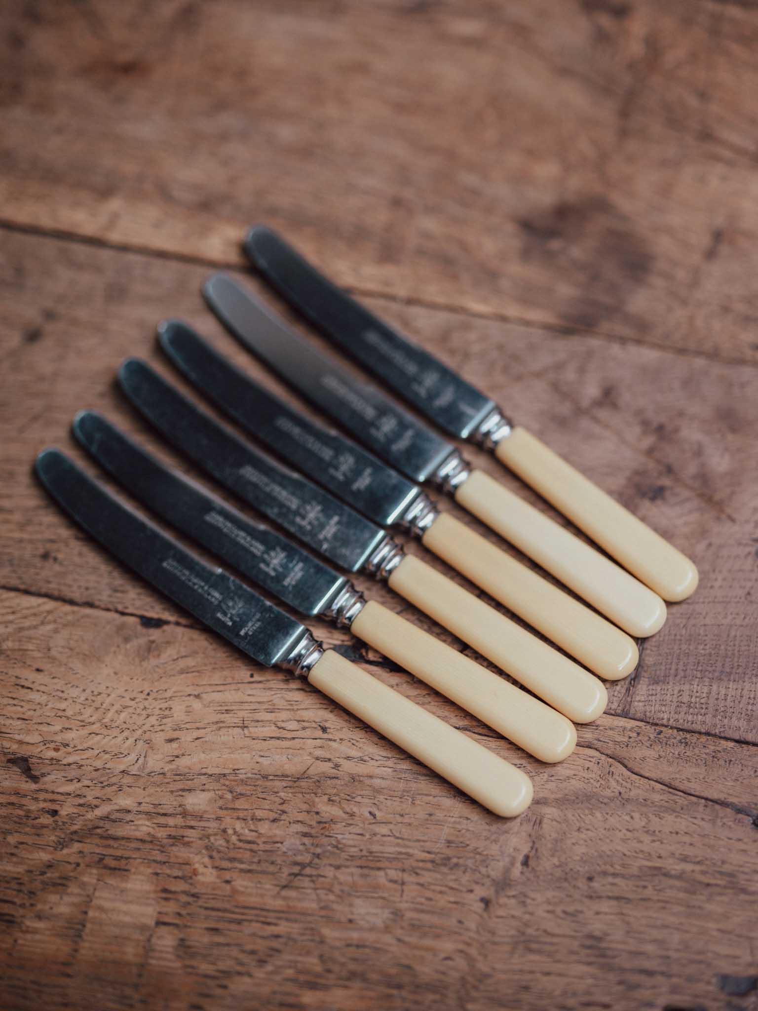 Set of Six Faux Bone Handled Dinner Knives by John McClory & Sons Sheffield