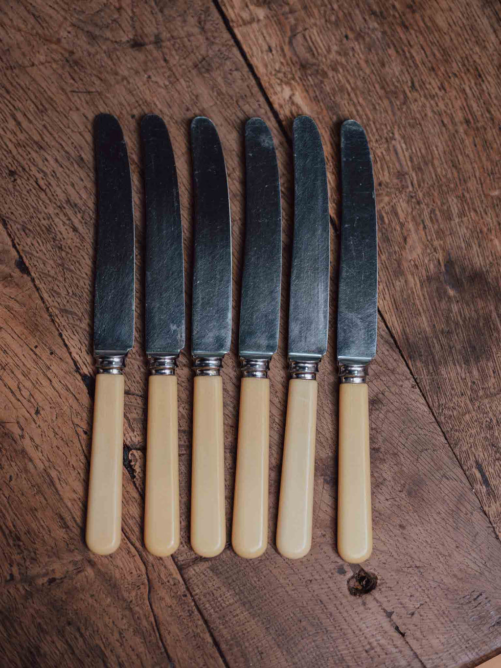 Set of Six Faux Bone Handled Dinner Knives by John McClory & Sons Sheffield