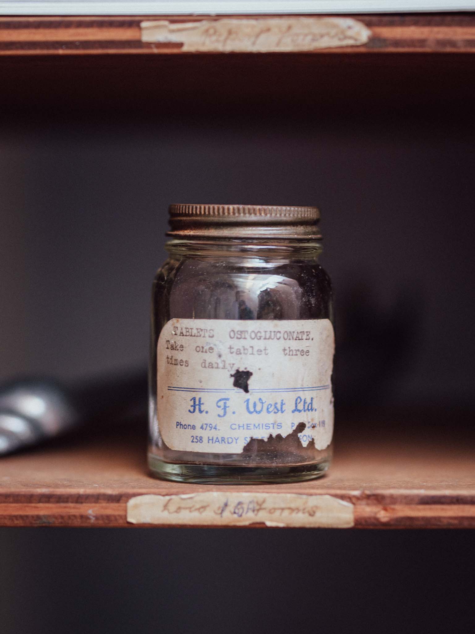H. F. West Ltd Nelson Chemist Dispensing Jar with Original Label c.1950s