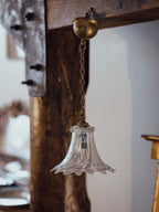 Antique Handblown Glass Pendant Shade with Brass Fittings