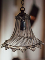 Antique Handblown Glass Pendant Shade with Brass Fittings
