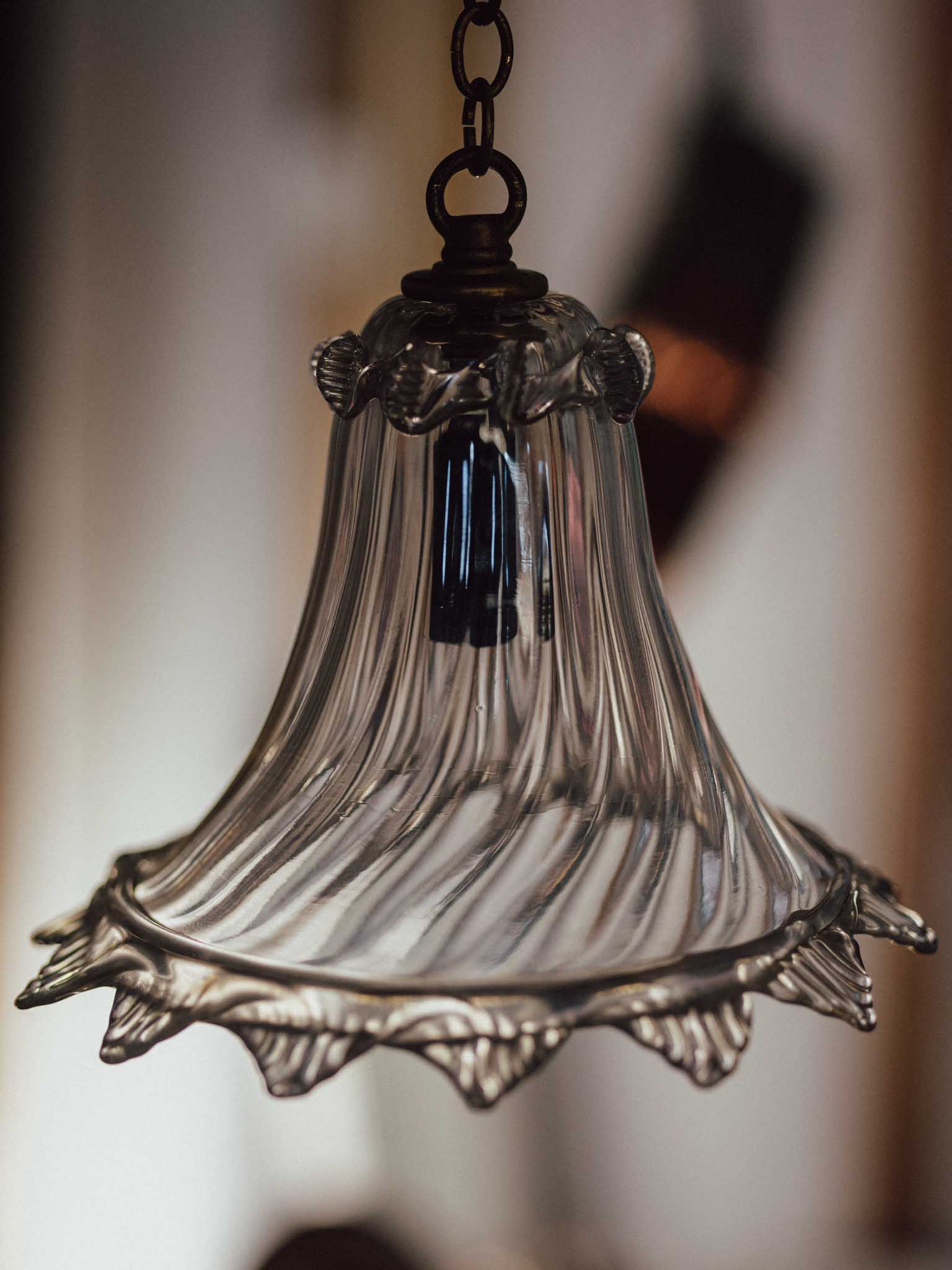 Antique Handblown Glass Pendant Shade with Brass Fittings