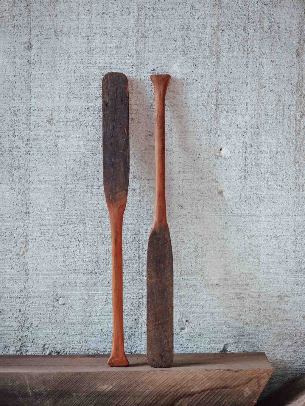 Pair of Vintage Hand Carved Wooden Paddles