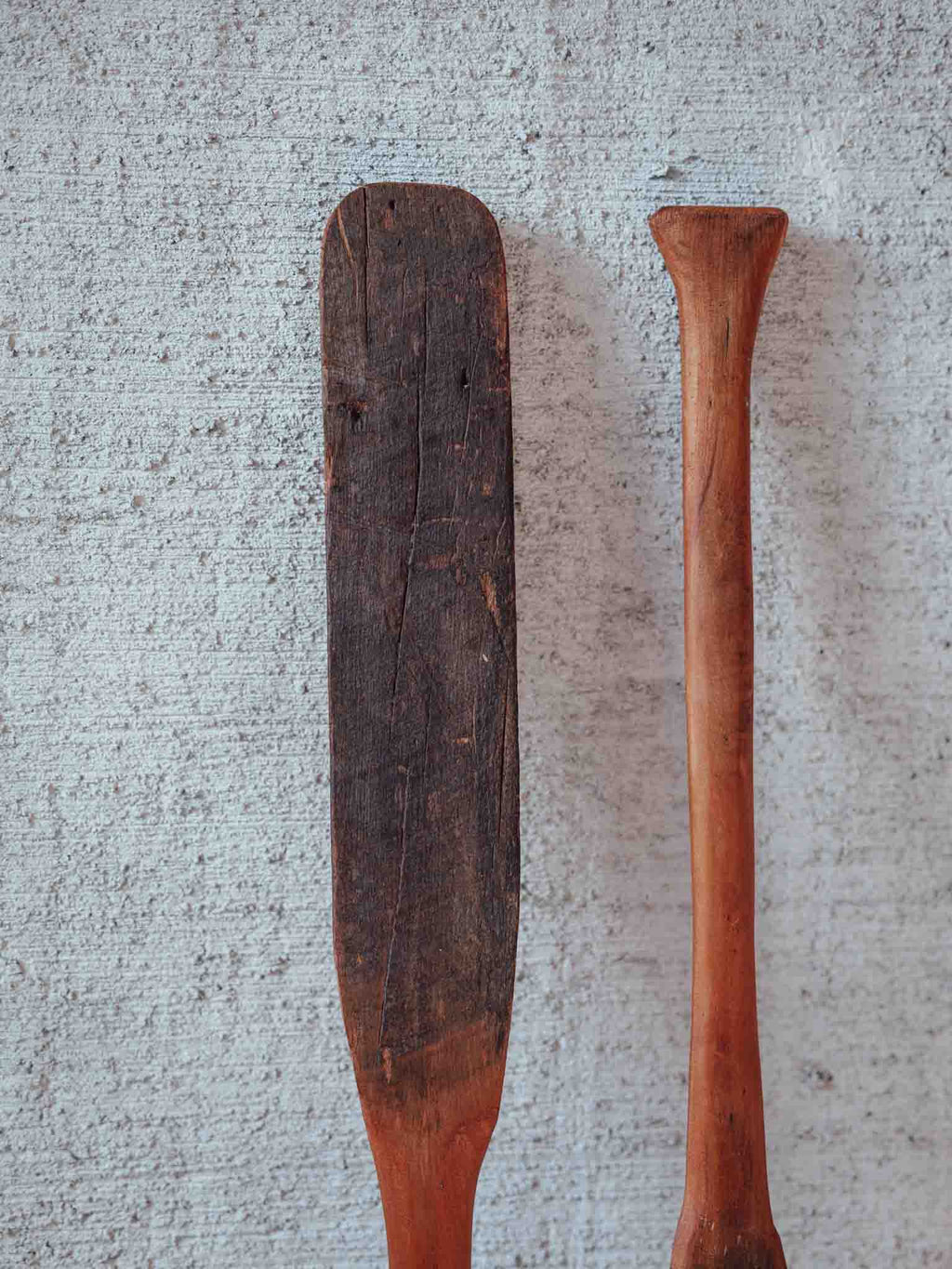 Pair of Vintage Hand Carved Wooden Paddles
