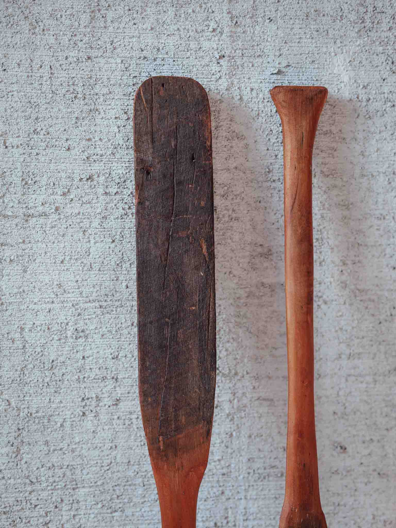 Pair of Vintage Hand Carved Wooden Paddles