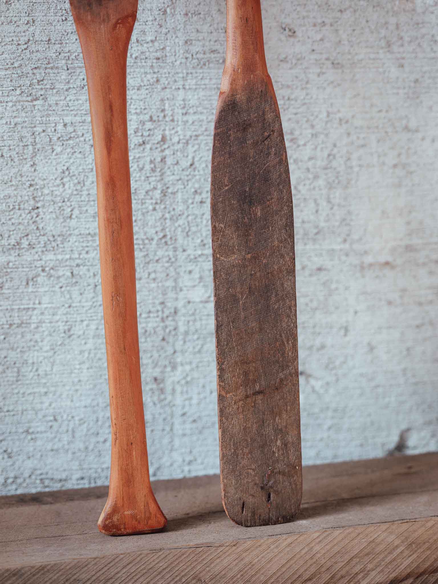 Pair of Vintage Hand Carved Wooden Paddles