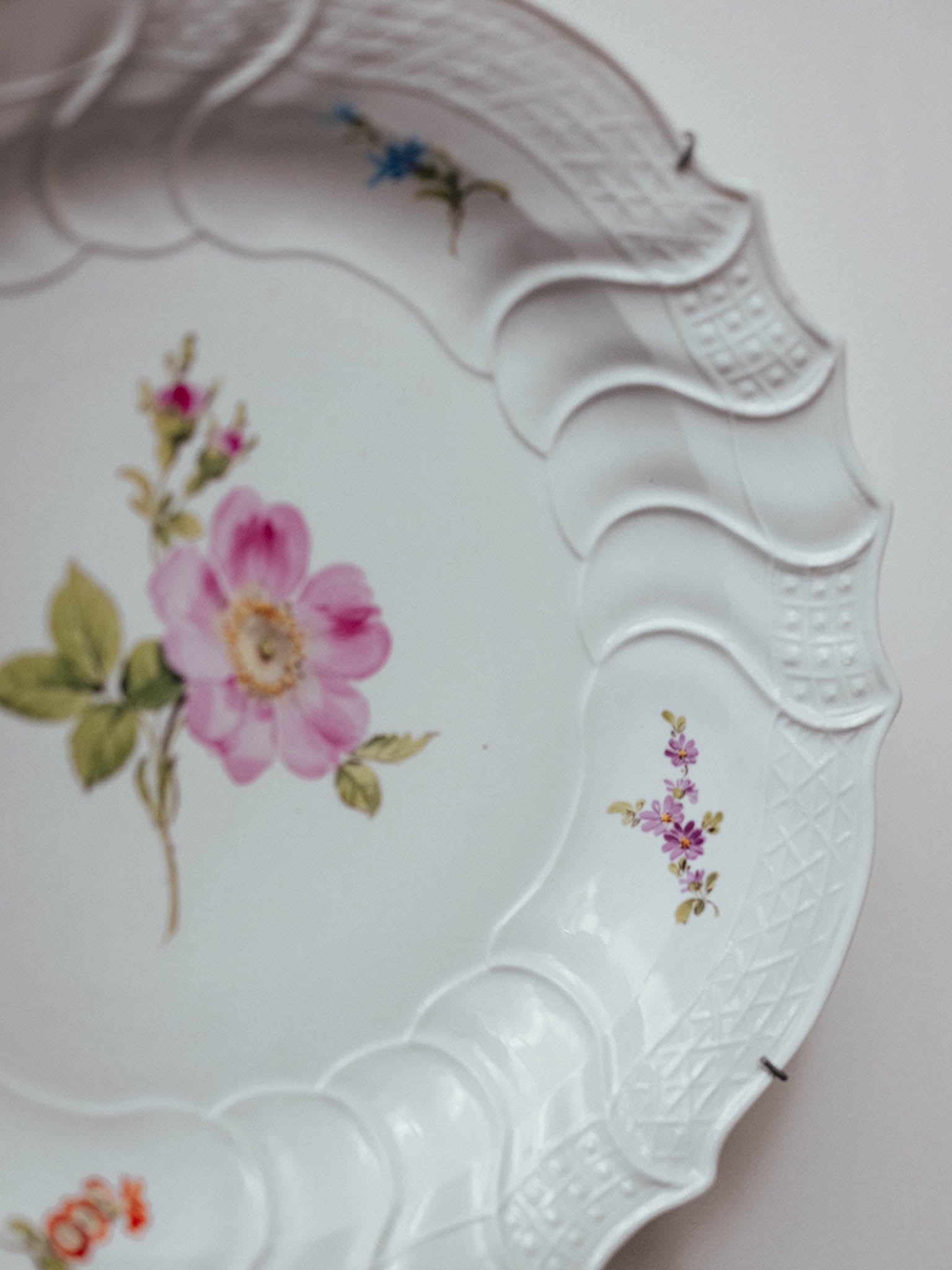 Meissen Neubrandenstein Plate with Pink Rose