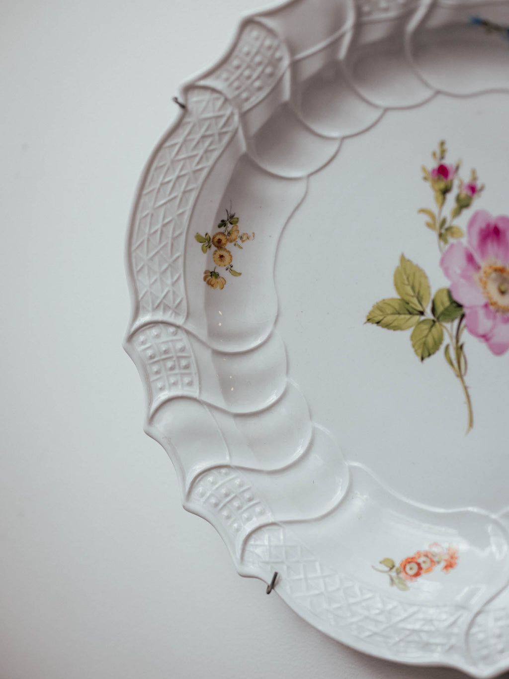 Meissen Neubrandenstein Plate with Pink Rose