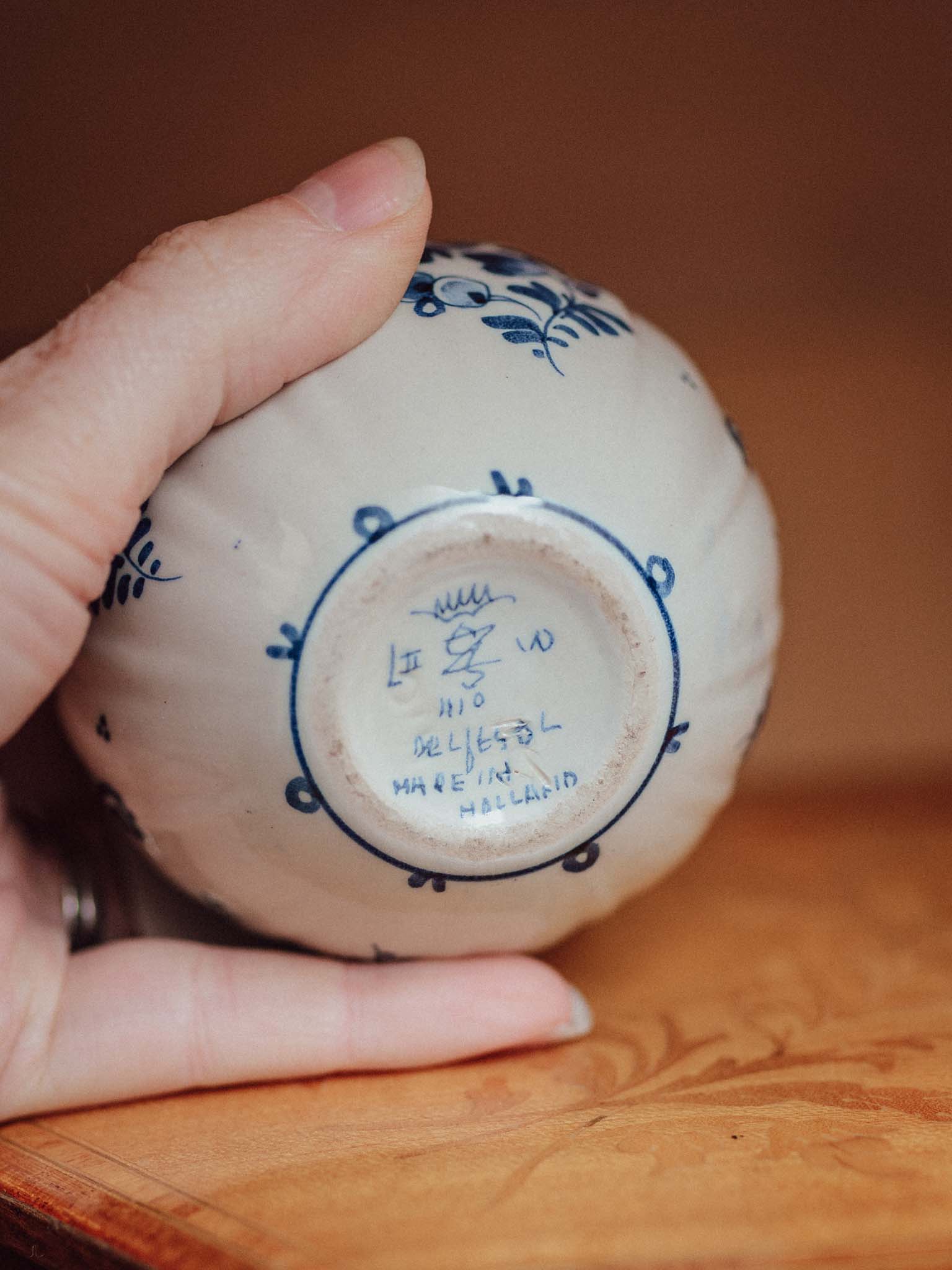 Hand-Painted Delft Blue Bud Vase