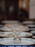 Cut Crystal Footed Vase with Scrolled Feet
