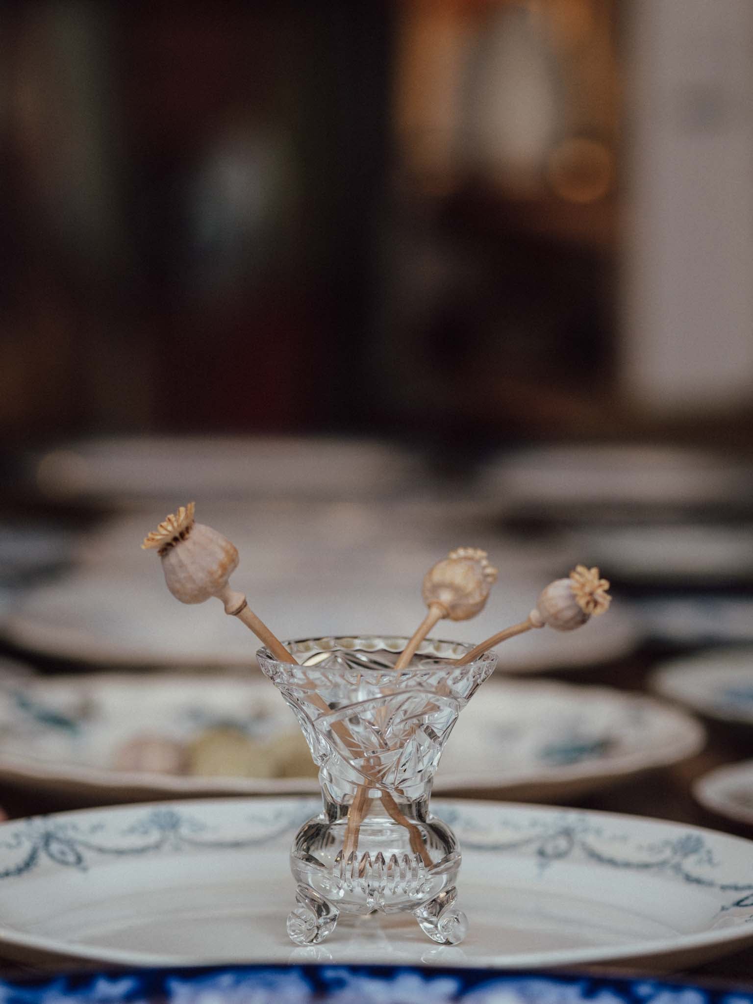 Cut Crystal Footed Vase with Scrolled Feet