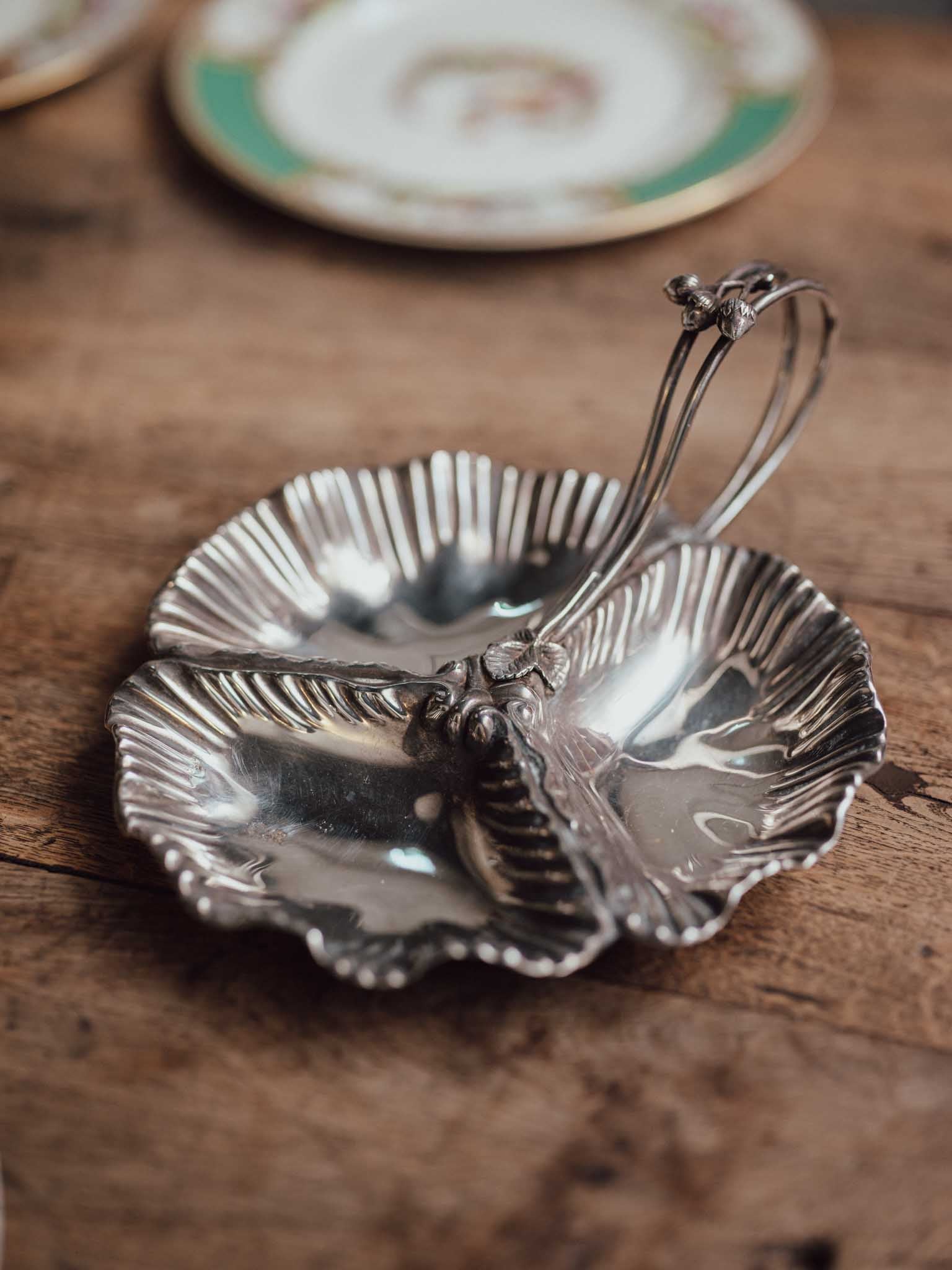 Antique Philip Ashberry & Sons Silver Plated Shell Hors d'Oeuvres Dish
