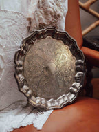 Silverplate Piecrust Salver with Engraved Decoration