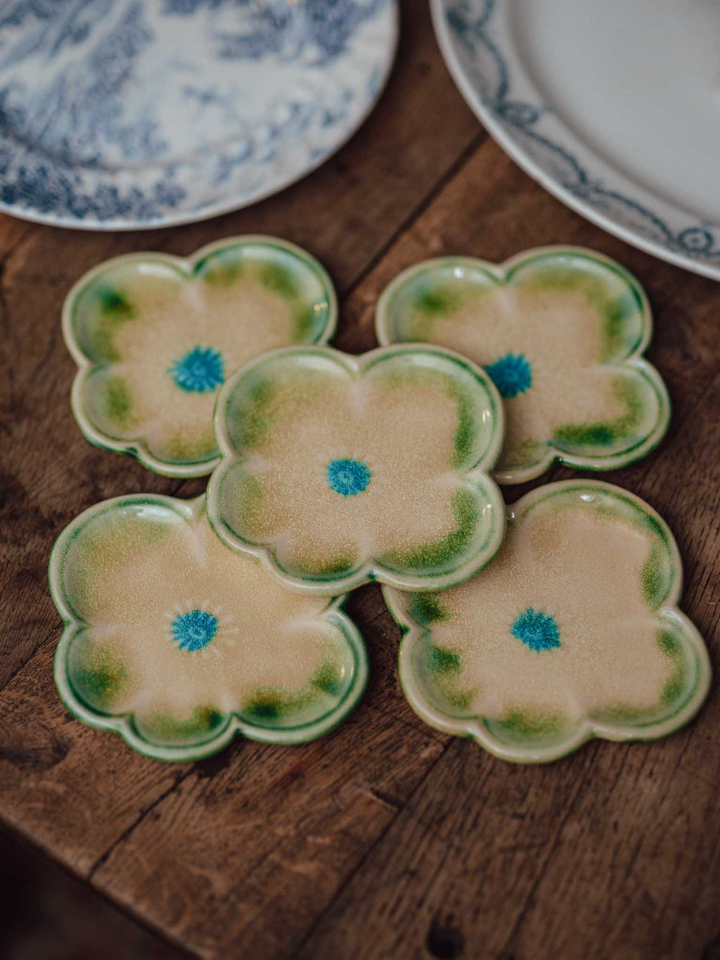 Vintage Japanese Flower-Form Plates - Set of Five