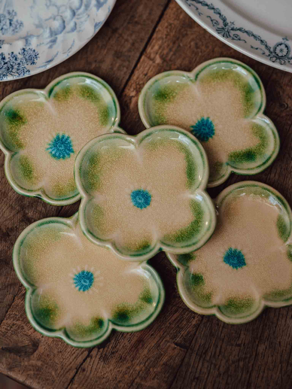 Vintage Japanese Flower-Form Plates - Set of Five