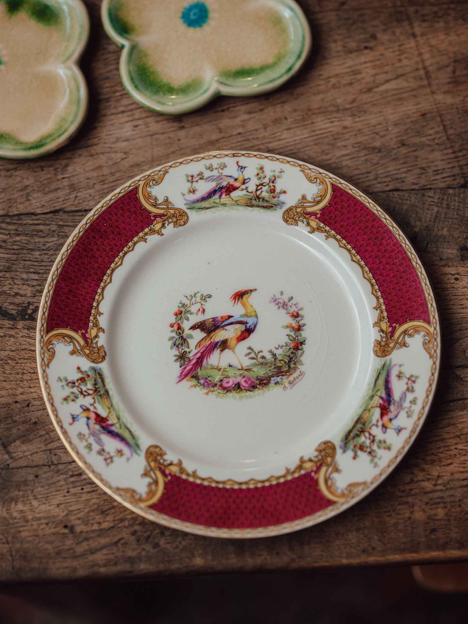 Myott Chelsea Bird Plate Maroon Staffordshire England