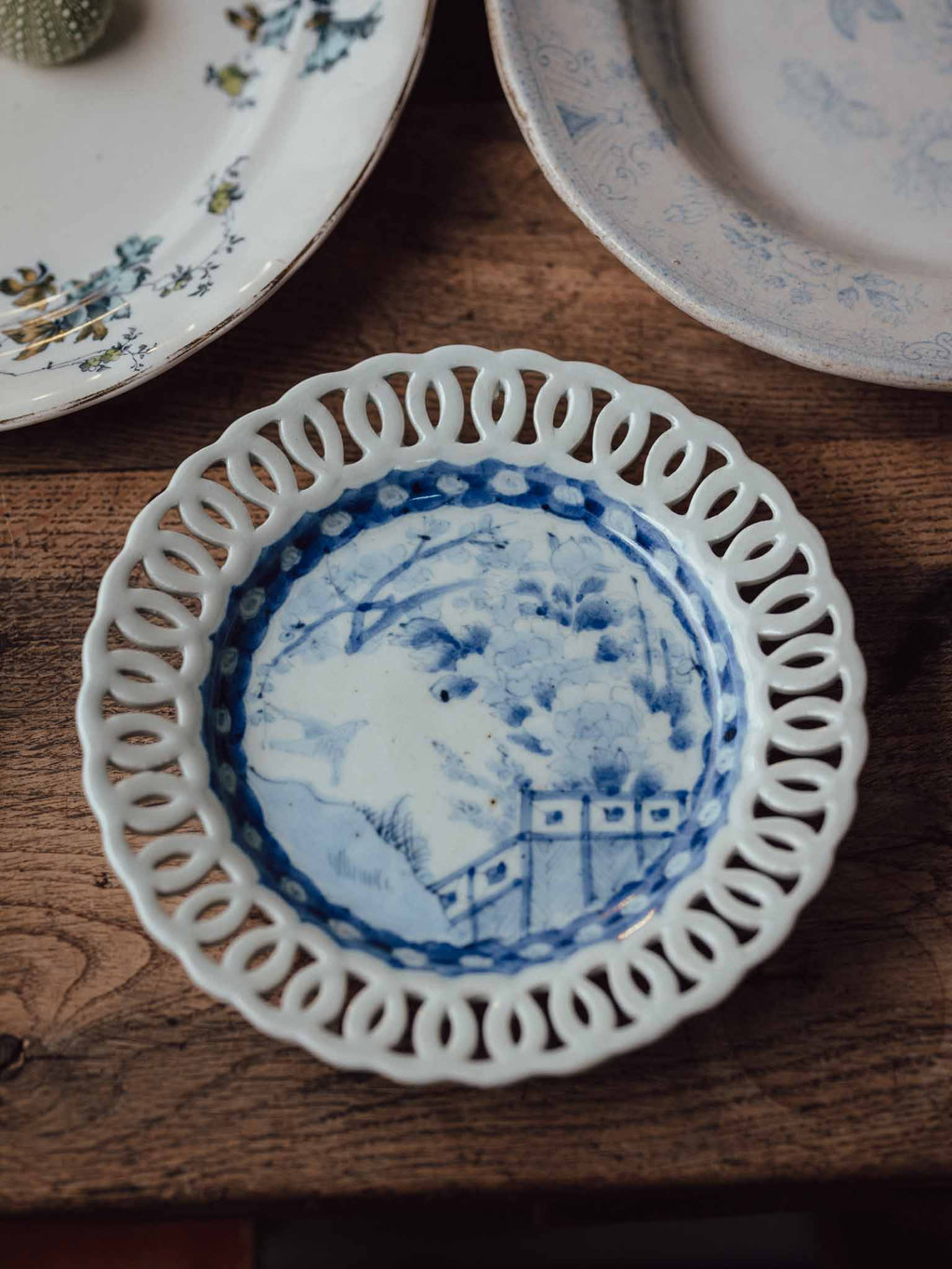Japanese Blue and White Reticulated Porcelain Plate