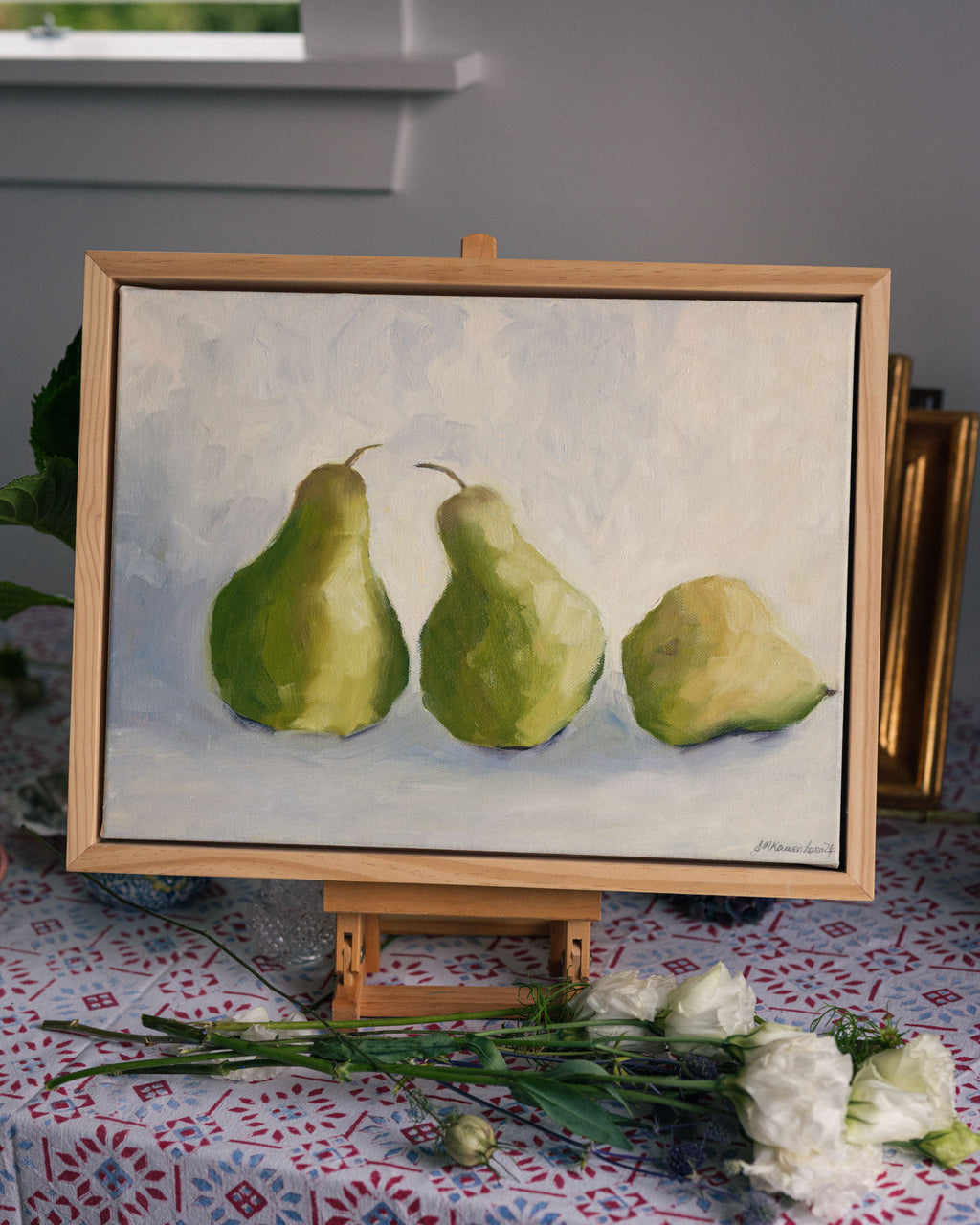 Original oil painting 'Pears' by local artist Joanne Kouwenhoven