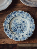 Hand-Painted Delft Blue Cabinet Plate Bird and Florals