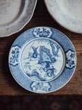 Blue and White Porcelain Plate Chinese Hunting Scene