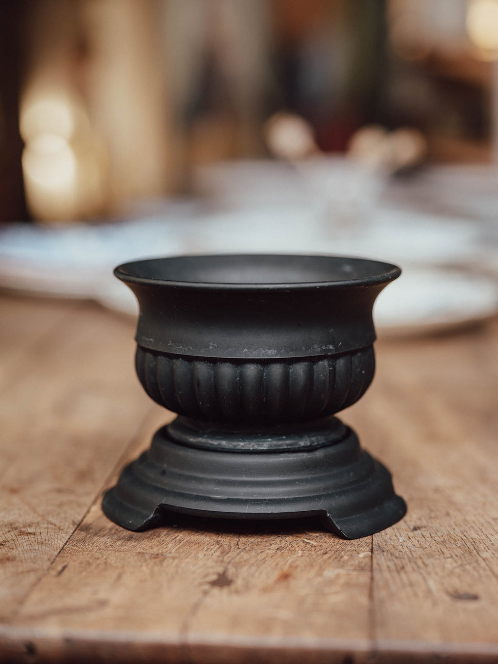 Black Frosted Glass Flower Arranger, Three-Piece