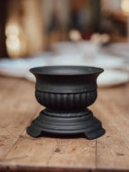 Black Frosted Glass Flower Arranger, Three-Piece