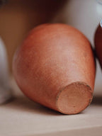 Pair of Hand Thrown Terracotta Mini Vases Signed Ischin