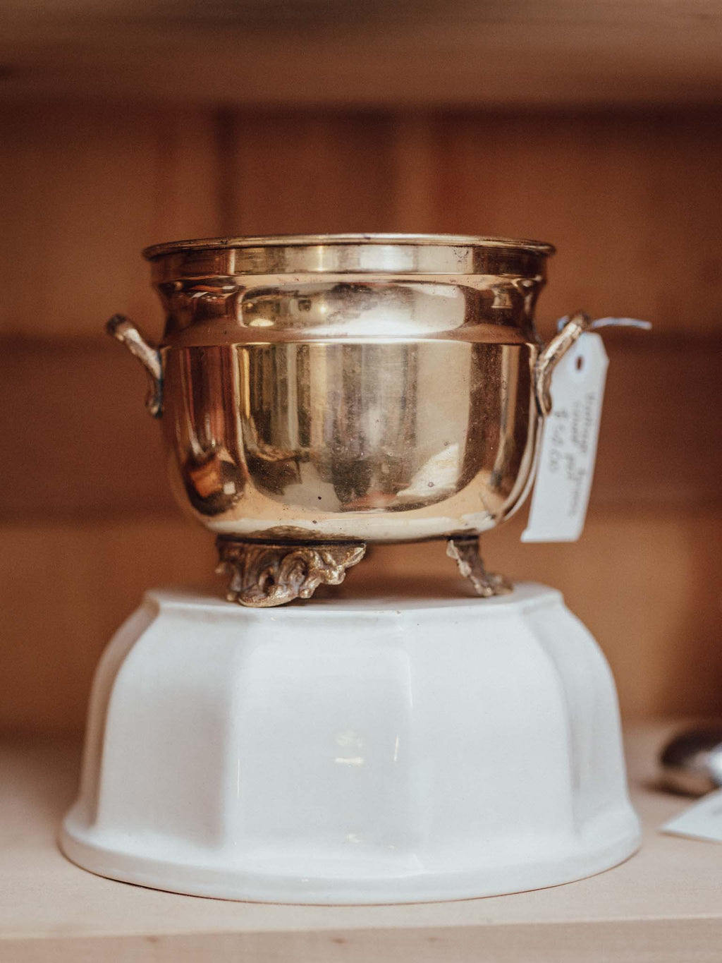 Vintage Brass Cauldron Planter
