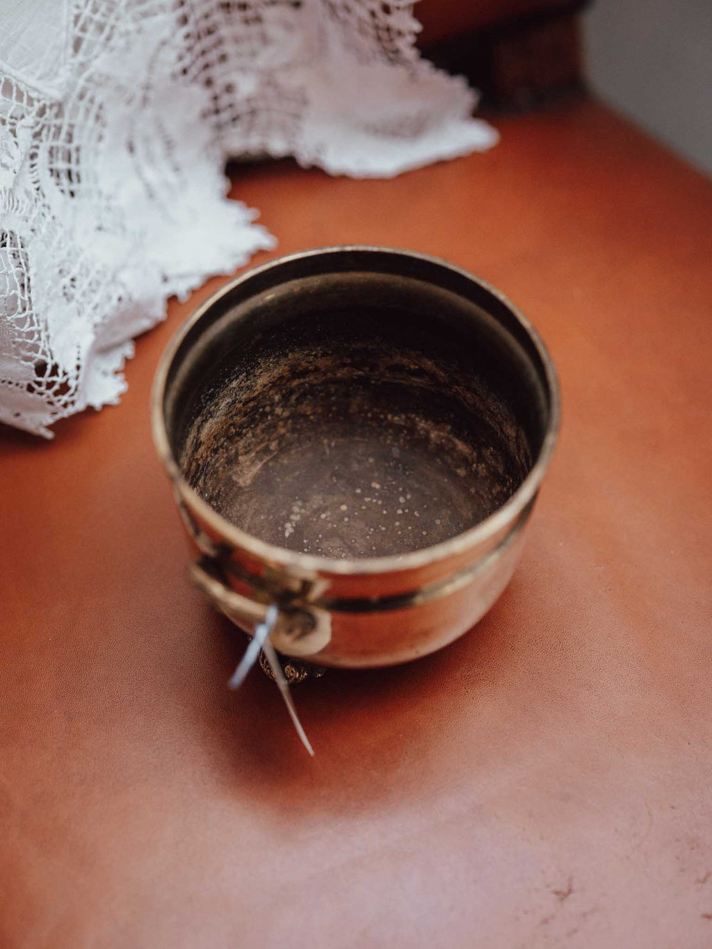 Vintage Brass Cauldron Planter