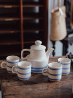 Oxford Catering Ware Blue Banded Teapot and Cups